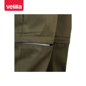 Pantalón desmontable multibolsillos Velilla 346 Verde caza, detalle de cremallera de la pernera desmontable