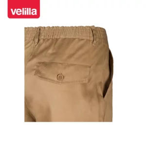 Pantalón de trabajo Velilla 349 Beige, detalle de cintura y bolsillo trasero con botón