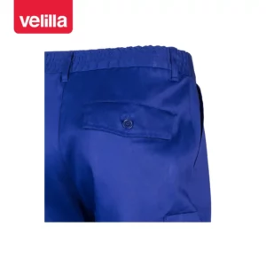 Pantalón de trabajo Velilla 349 Azulina, detalle de cintura y bolsillo trasero con botón