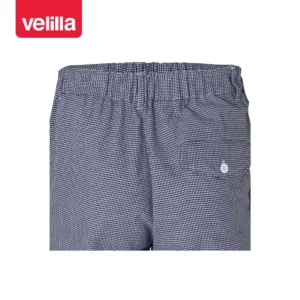 Pantalón de cocina pata de gallo Velilla 350 pata de gallo azul blanco, detalle de cintura trasera