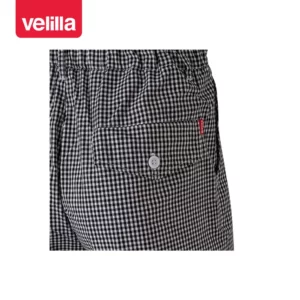 Pantalón de cocina a cuadros Velilla 351 Negro, detalle de bolsillo trasero