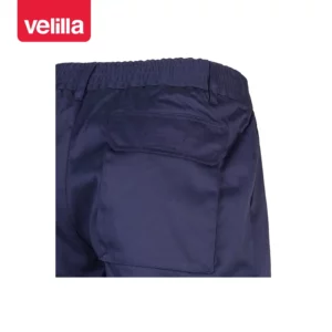 Pantalón acolchado multibolsillos Velilla 398 Azul marino, detalle de cintura y bolsillo trasero