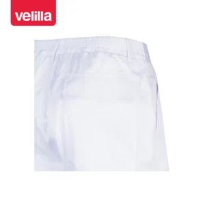 Pantalón acolchado multibolsillos Velilla 398 Blanco, detalle de cintura y bolsillo trasero