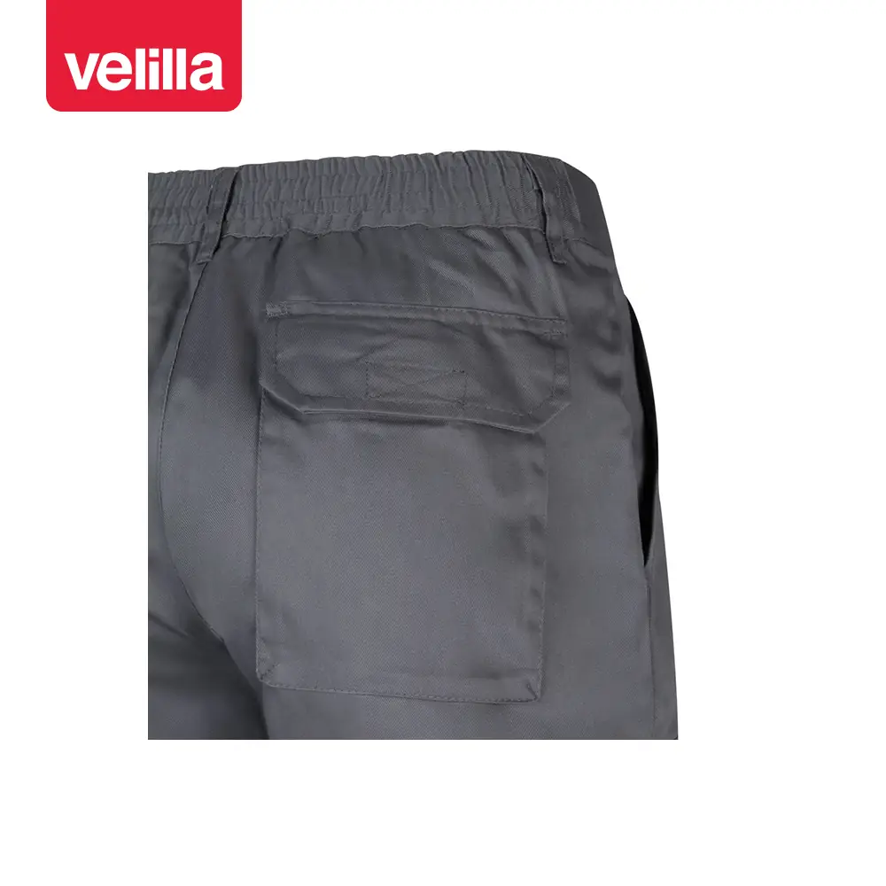 Pantalón acolchado multibolsillos Velilla 398 16 Pantalón acolchado multibolsillos Velilla 398 Gris, detalle de cintura y bolsillo trasero