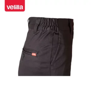 Pantalón chino stretch de mujer Velilla 403005S Negro, detalle de cintura elástica y bolsillo trasero