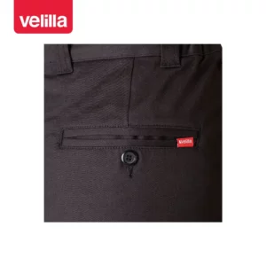 Pantalón chino stretch de mujer Velilla 403005S Negro, detalle de bolsillo trasero y botón