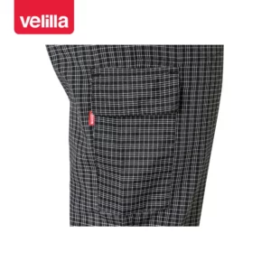 Pantalón de cocina de cuadros Velilla 403008 cuadros negros, detalle de bolsillo lateral