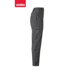 Pantalón de cocina de cuadros Velilla 403008 cuadros negros, vista lateral