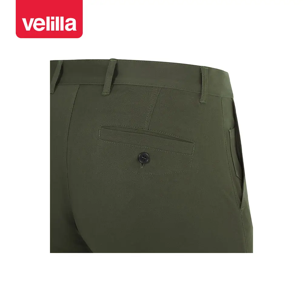 Bermudas chino stretch unisex Velilla 403011S 27 Bermudas chino stretch unisex Velilla 403011S Verde oliva, detalle de bolsillo trasero