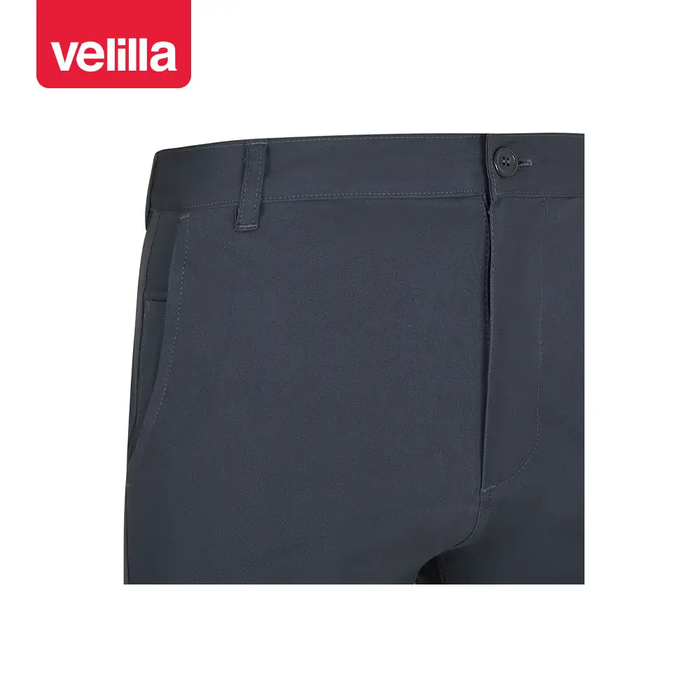 Bermudas chino stretch unisex Velilla 403011S 22 Bermudas chino stretch unisex Velilla 403011S Gris oscuro, detalle de cintura y cierre frontal