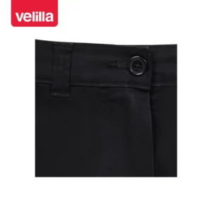 Pantalón chino stretch mujer Velilla 403012S Negro, detalle de cintura y cierre frontal