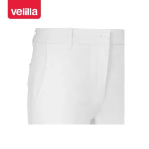 Pantalón chino stretch mujer Velilla 403012S Blanco, detalle de cintura y cierre frontal