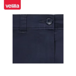 Pantalón chino stretch mujer Velilla 403012S Azul navy, detalle de cintura y cierre frontal