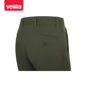 Bermudas chino stretch mujer Velilla 403013S Verde oliva, detalle de bolsillo trasero