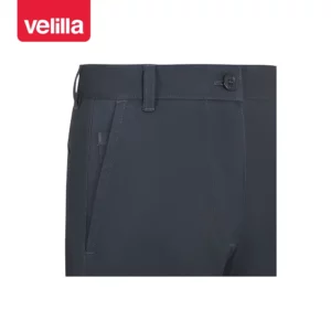 Bermudas chino stretch mujer Velilla 403013S Gris oscuro, detalle de cintura y cierre frontal