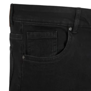 Pantalón dénim stretch Velilla 403018S Negro, detalle de bolsillo delantero y relojero