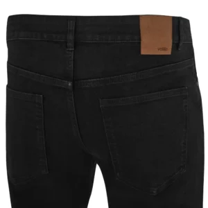 Pantalón dénim stretch Velilla 403018S Negro, detalle de cintura y bolsillos traseros