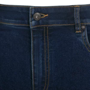 Pantalón dénim stretch Velilla 403018S Dénim azul medio, detalle de botón y cintura