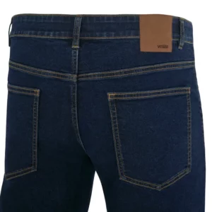 Pantalón dénim stretch Velilla 403018S Dénim azul medio, detalle de cintura y bolsillos traseros