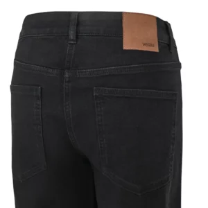 Pantalón dénim stretch mujer Velilla 403018SW Negro, detalle de cintura y bolsillos traseros