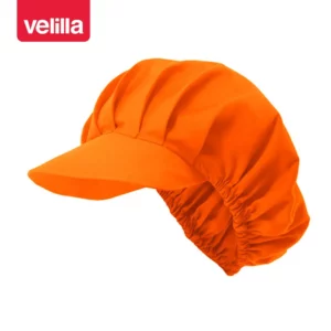Cofia de hostelería Velilla 404004 Naranja flúor, vista perspectiva frontal