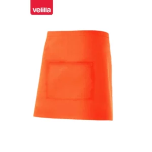 Delantal corto con bolsillo Velilla 404201 Naranja flúor, vista frontal