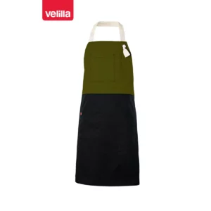 Delantal con peto bicolor Velilla 404210B Negro/Verde caza, vista frontal