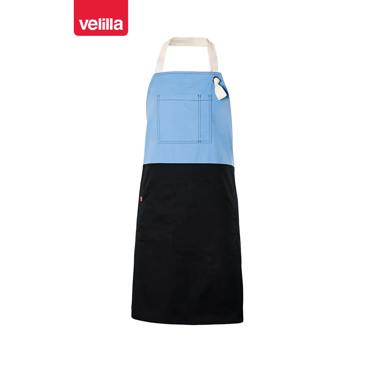 Delantal con peto bicolor Velilla 404210B 7 Delantal con peto bicolor Velilla 404210B Negro/Celeste, vista frontal