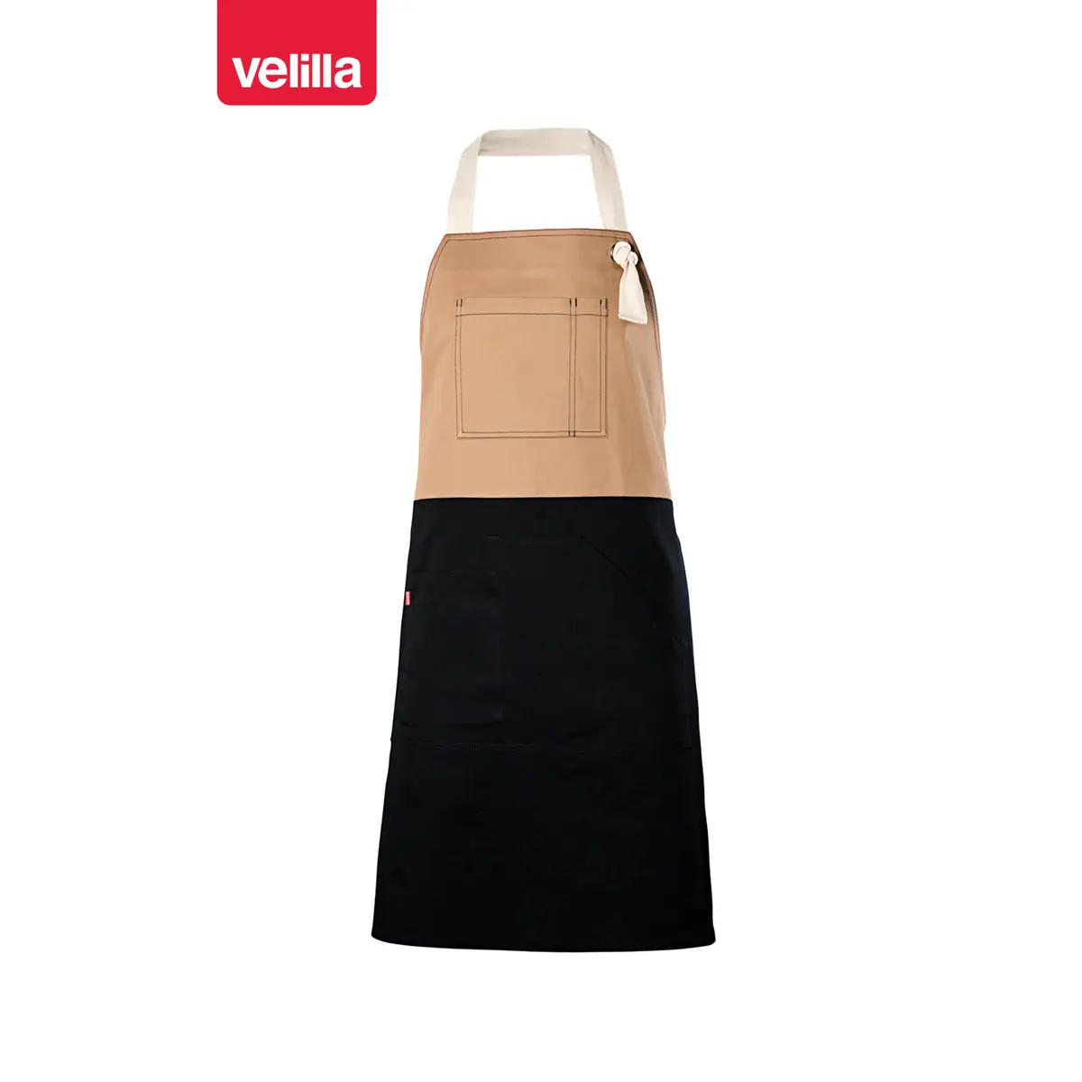 Delantal con peto bicolor Velilla 404210B 14 Delantal con peto bicolor Velilla 404210B Negro/Beige, vista frontal