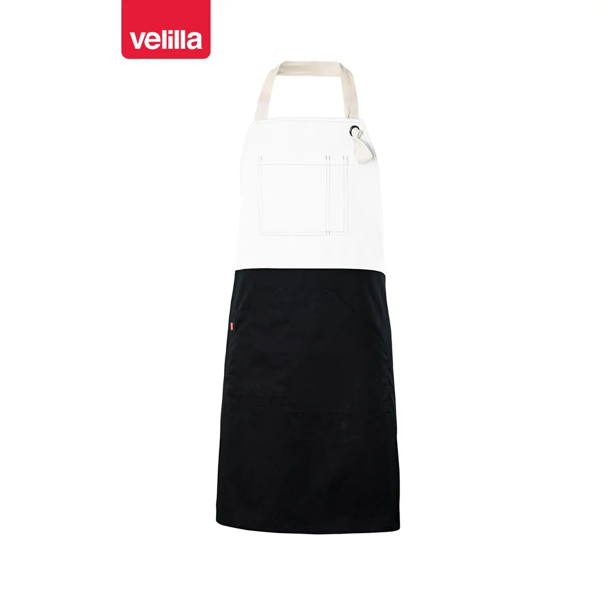 Delantal con peto bicolor Velilla 404210B 1 Delantal con peto bicolor Velilla 404210B Negro/Blanco, vista frontal