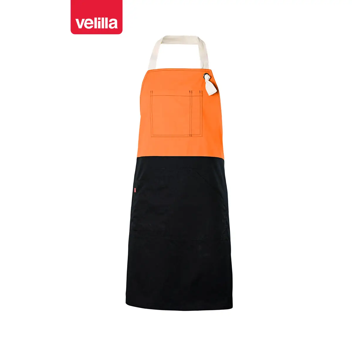 Delantal con peto bicolor Velilla 404210B 19 Delantal con peto bicolor Velilla 404210B Negro/Naranja, vista frontal