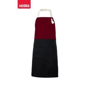 Delantal con peto bicolor Velilla 404210B Negro/Granate, vista frontal