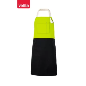 Delantal con peto bicolor Velilla 404210B Negro/Amarillo flúor, vista frontal