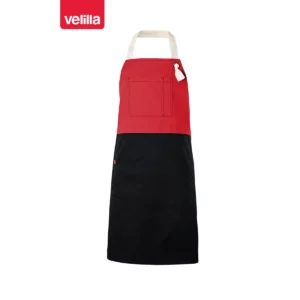 Delantal con peto bicolor Velilla 404210B Negro/Rojo coral, vista frontal