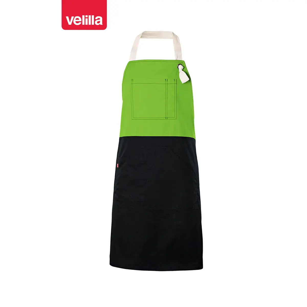 Delantal con peto bicolor Velilla 404210B 11 Delantal con peto bicolor Velilla 404210B Negro/Verde lima, vista frontal