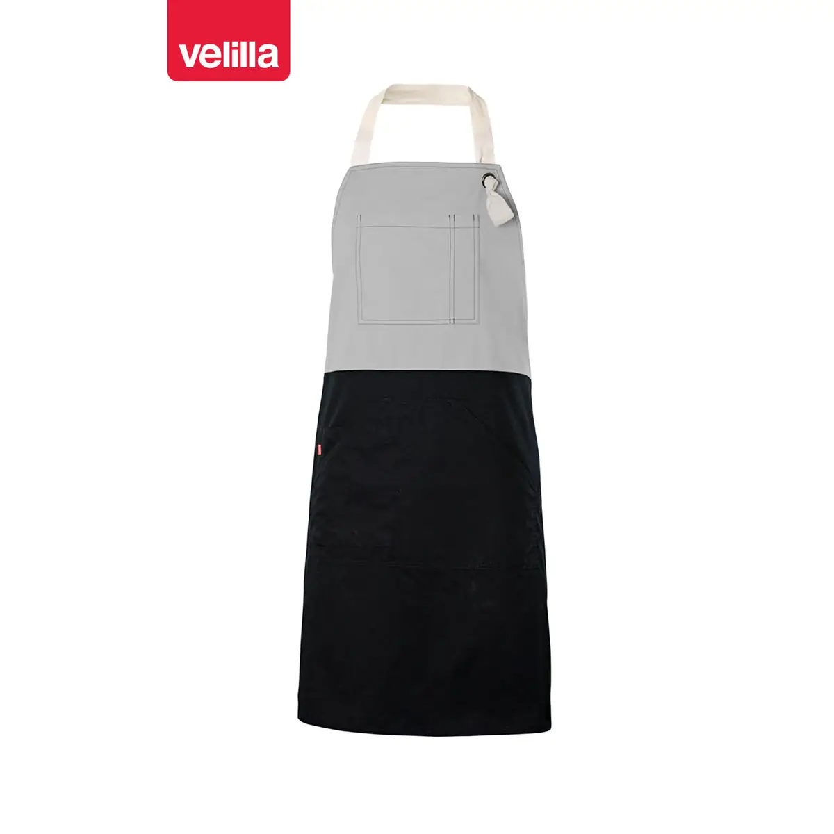 Delantal con peto bicolor Velilla 404210B 2 Delantal con peto bicolor Velilla 404210B Negro/Gris hielo, vista frontal