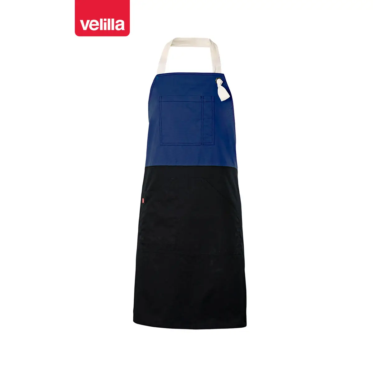 Delantal con peto bicolor Velilla 404210B 6 Delantal con peto bicolor Velilla 404210B Negro/Azul ultramar, vista frontal
