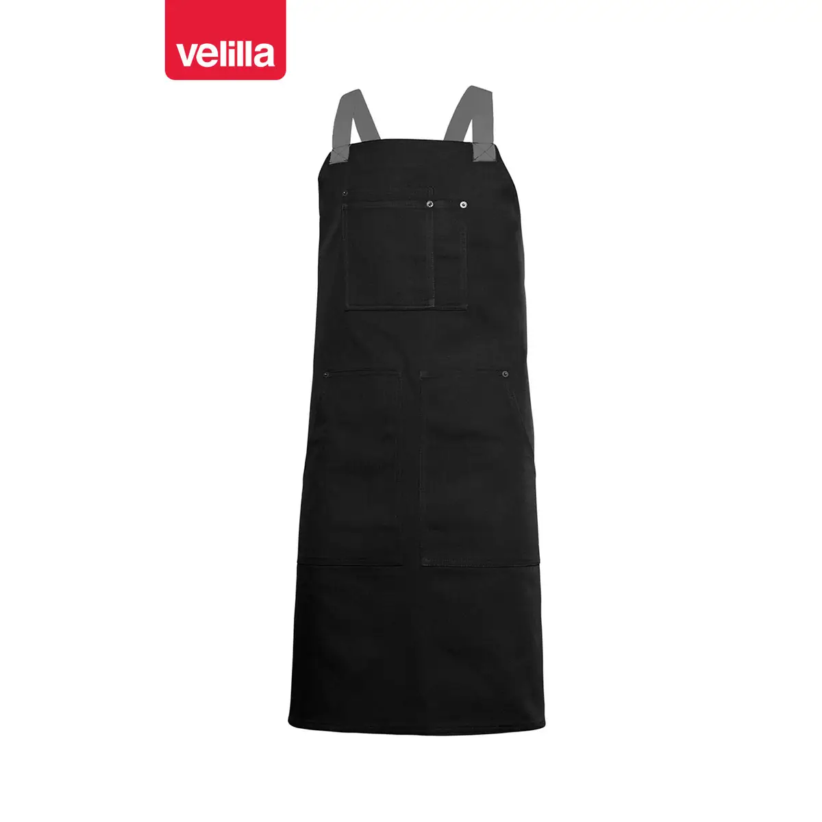 Delantal con peto canvas bicolor Velilla 404211B 2 Delantal con peto canvas bicolor Velilla 404211B Negro/Gris, vista frontal