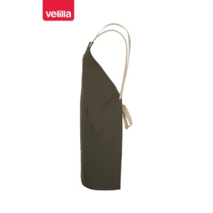 Delantal con peto canvas bicolor Velilla 404211B Verde oliva/Beige arena, vista lateral
