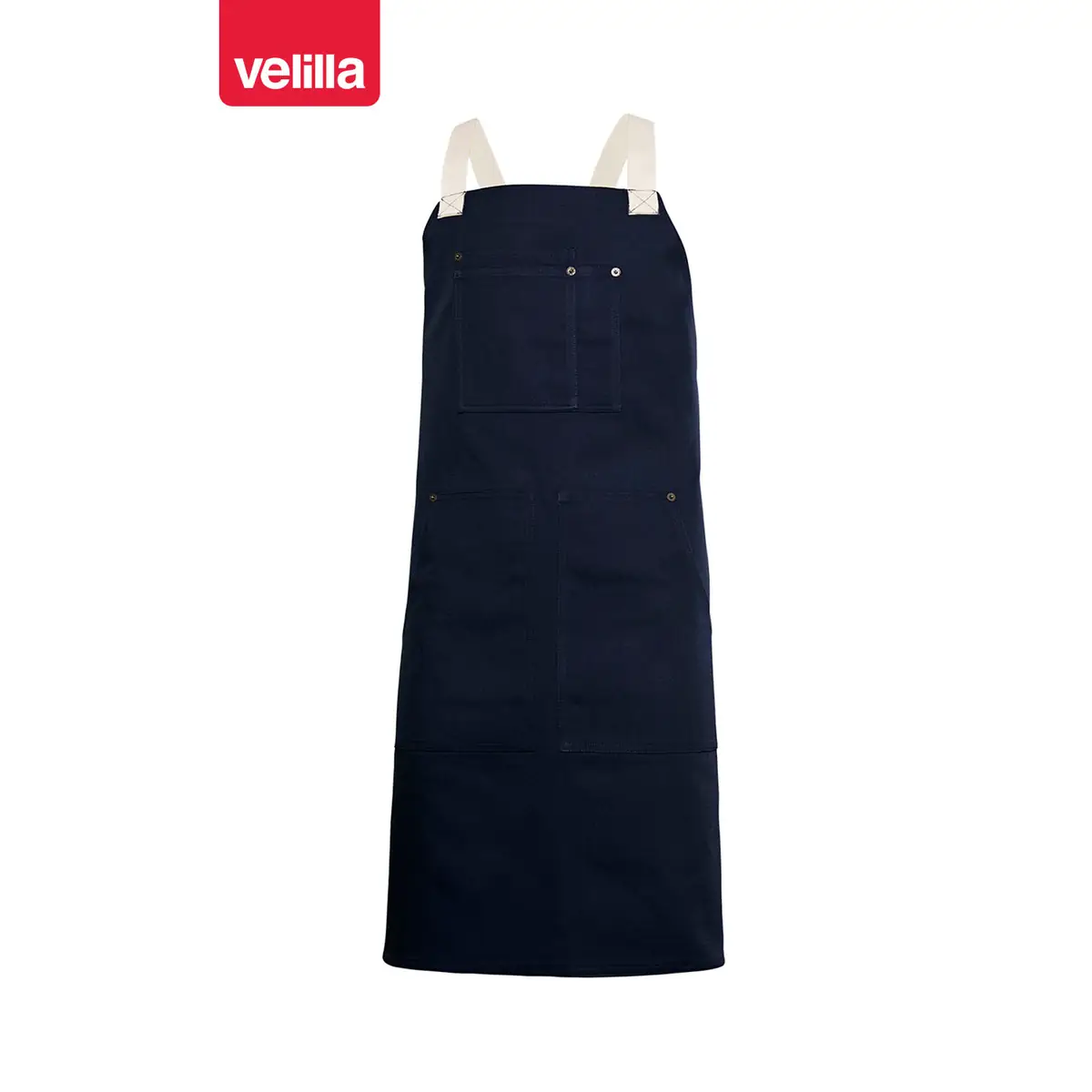 Delantal con peto canvas bicolor Velilla 404211B 3 Delantal con peto canvas bicolor Velilla 404211B Azul navy/Marfil, vista frontal