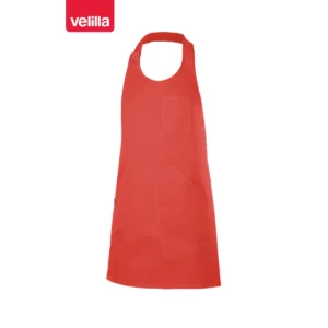 Delantal corto con peto abotonado Velilla 404212 Rojo coral, vista frontal