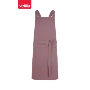 Delantal con peto Velilla NOUGAT 404214 Grosella, vista frontal con cintas ajustadas