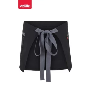 Delantal corto canvas bicolor Velilla 404221B Negro/Gris, vista trasera