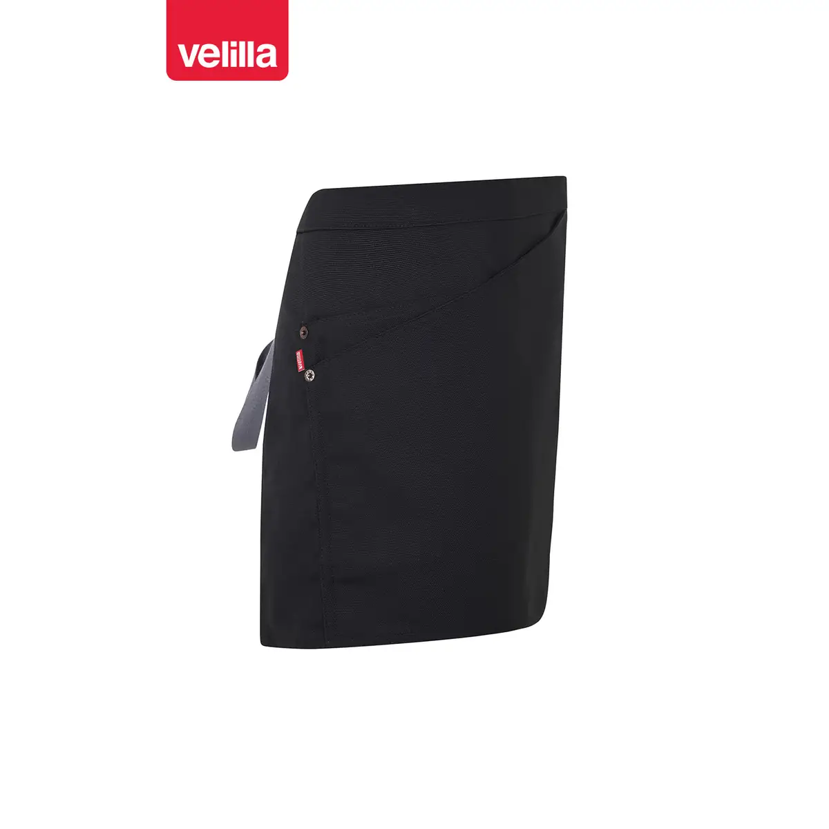 Delantal corto canvas bicolor Velilla 404221B 9 Delantal corto canvas bicolor Velilla 404221B Negro/Gris, vista lateral opuesto