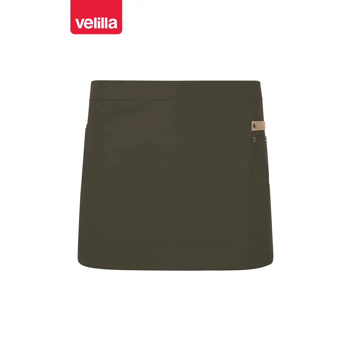Delantal corto canvas bicolor Velilla 404221B 18 Delantal corto canvas bicolor Velilla 404221B Verde oliva/Beige arena, vista frontal