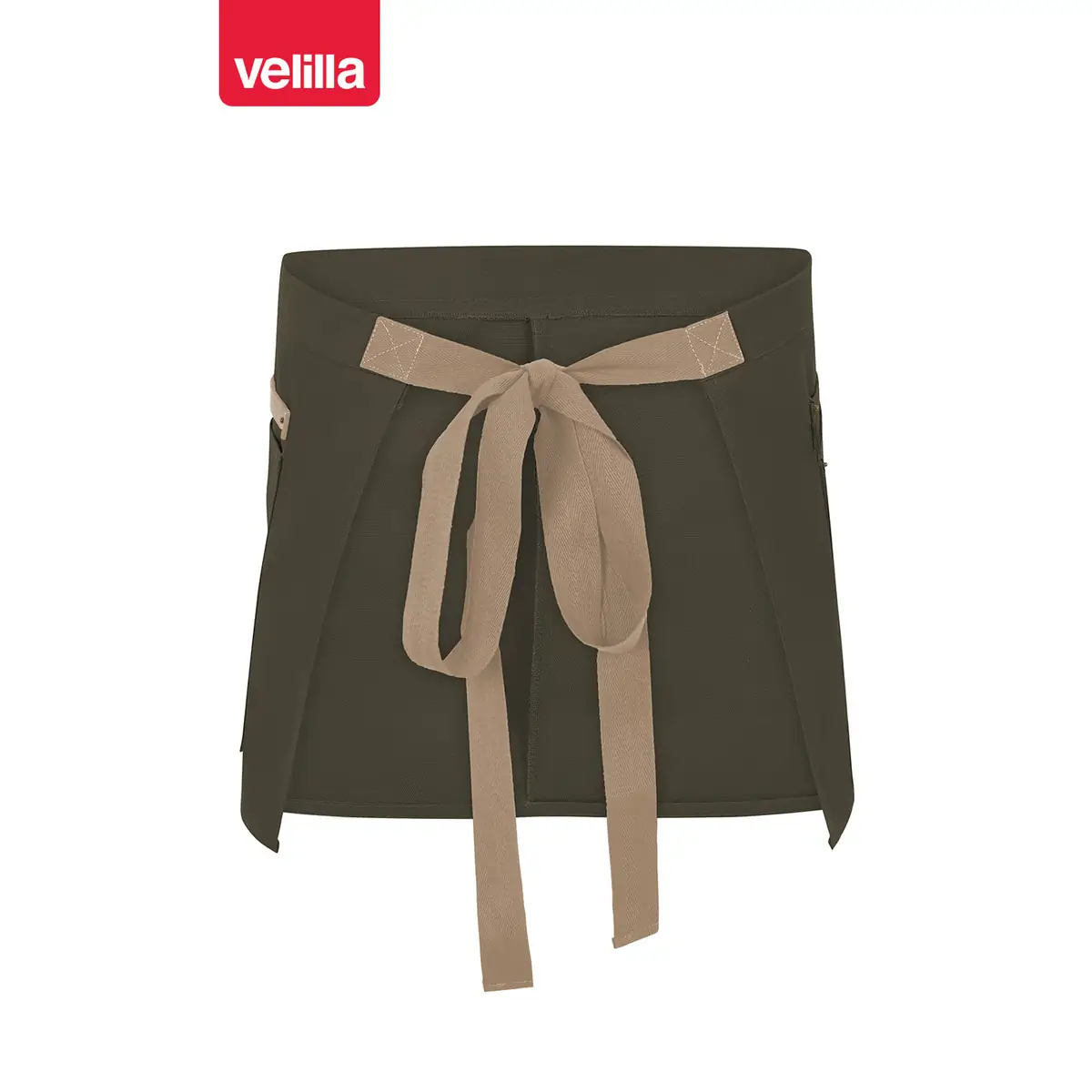 Delantal corto canvas bicolor Velilla 404221B 22 Delantal corto canvas bicolor Velilla 404221B Verde oliva/Beige arena, vista trasera