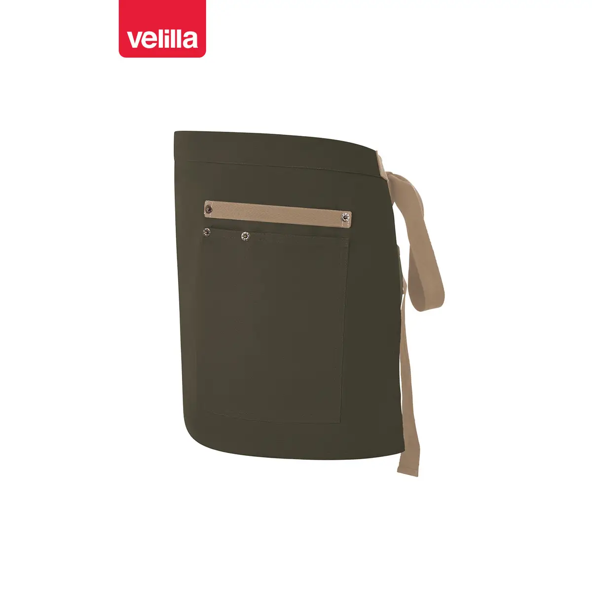 Delantal corto canvas bicolor Velilla 404221B 19 Delantal corto canvas bicolor Velilla 404221B Verde oliva/Beige arena, vista lateral