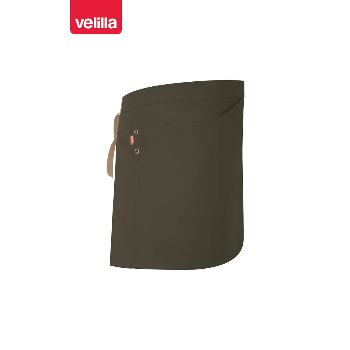 Delantal corto canvas bicolor Velilla 404221B 20 Delantal corto canvas bicolor Velilla 404221B Verde oliva/Beige arena, vista lateral opuesto