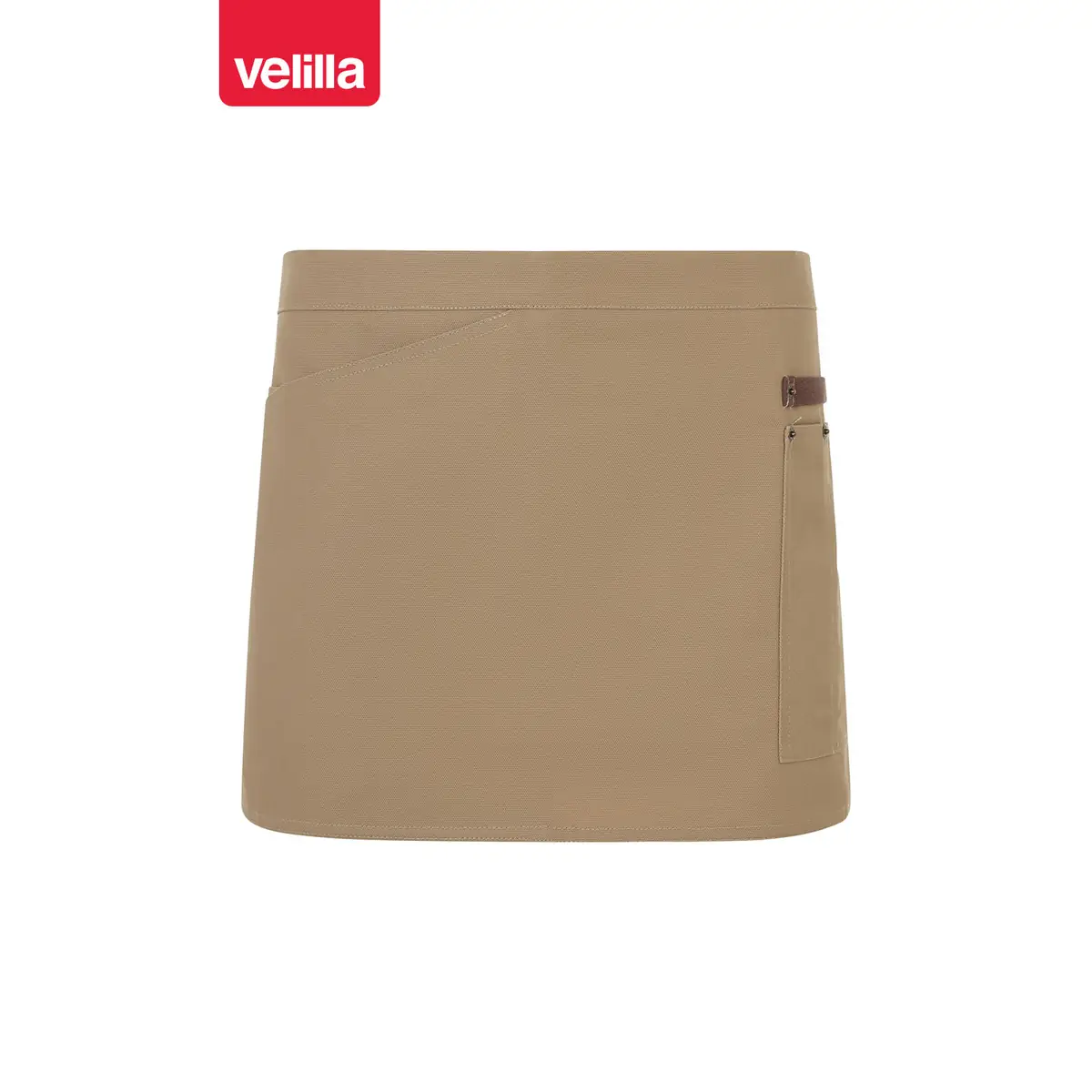 Delantal corto canvas bicolor Velilla 404221B 23 Delantal corto canvas bicolor Velilla 404221B Beige arena/Marrón, vista frontal