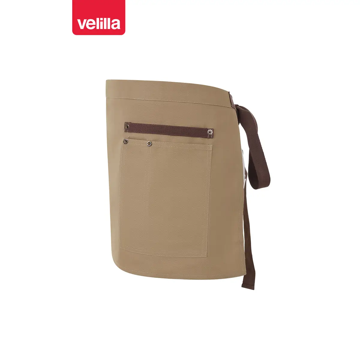 Delantal corto canvas bicolor Velilla 404221B 24 Delantal corto canvas bicolor Velilla 404221B Beige arena/Marrón, vista lateral